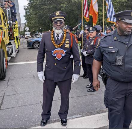 Even some cops wore Knicks medallions at the parade.