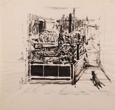 &quot;New York City Winter,&quot; 1956, brush and ink and watercolor. From the artist&#x2019;s studio. &#xa9; Wayne Thiebaud/Licensed by VAGA, New York, N.Y.