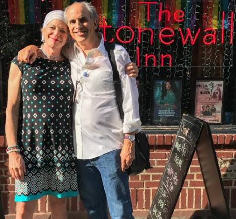 Filmmaker Roger Sherman (right) with Jamie Peebles outside of The Stonewall Inn.