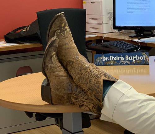 From Dr. Oxiris Barbot’s tweet on her last day at health commissioner, with her “kickin boots on.” Photo: @DrOBarbot via Twitter
