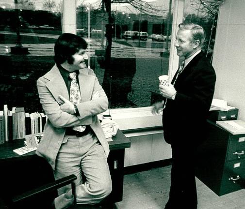 <b>Marty Appel (left) said he walked eight blocks up Fifth Ave in Manhattan with Whitey Ford and no fans recognized him</b>. Photo: Courtesy Marty Appel