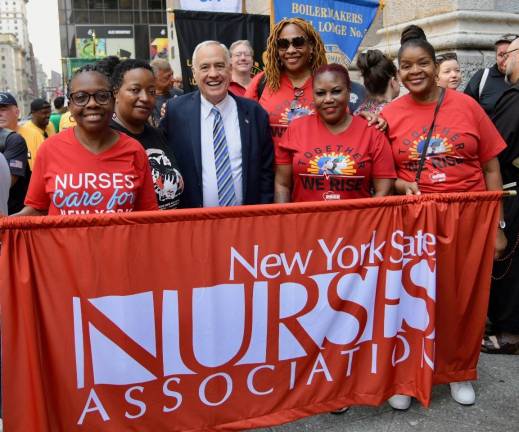 State Comptroller Thomas DiNapoli with members of the New York State Nurses Association