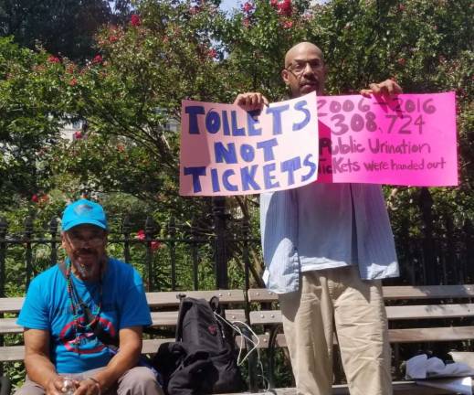 At Picture the Homeless&#x2019;s #FreeToPee event in Madison Square Park, August 28th. Photo courtesy of Picture the Homeless