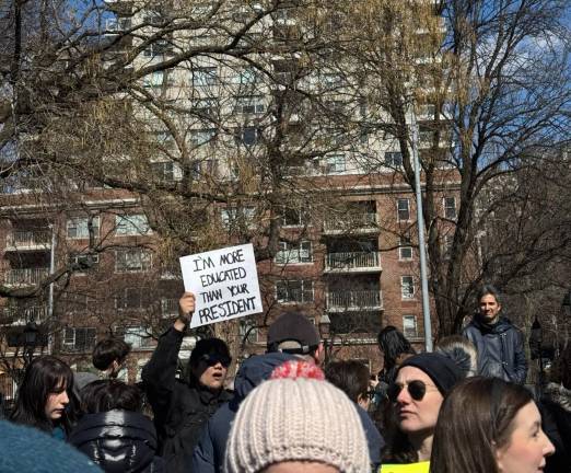 Rally on March 9 in Washington Square Park protesting against Trump’s budget cuts to science and research