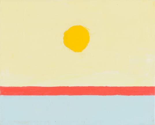 Etel Adnan, Untitled, 2010. Oil on canvas, 7 7/8 × 9 7/8 in. (20 × 25 cm). Collection of Karen E. Wagner and David L. Caplan, New York. © Etel Adnan