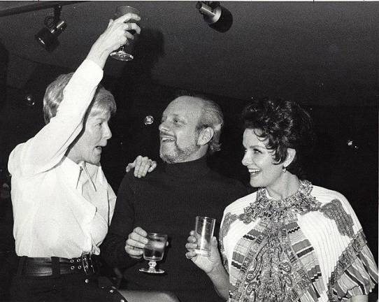 Left to right: Elaine Stritch, Hal Prince and Jane Russell, on the set of “Company.” Photo: Public domain, via Wikimedia Commons