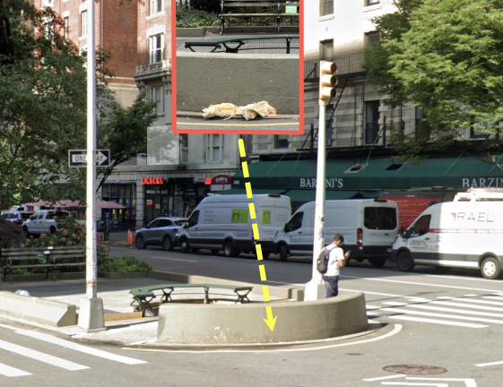 The most recent headless chickens were found on the south side of Broadway Malls at West 91st Street.