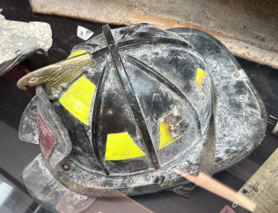 A FDNY helmet recovered from the 9/11 wreckage.