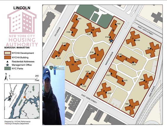 Lincoln Houses NYCHA projects, with Riverton Square across East 135th Street.