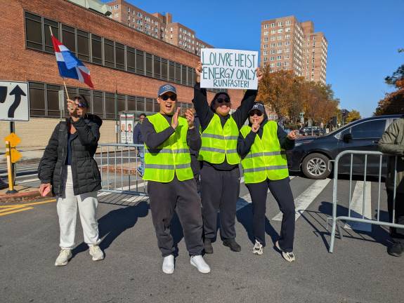 Louvre Heist Energy Only / Run Faster sign and Dominican Flag.