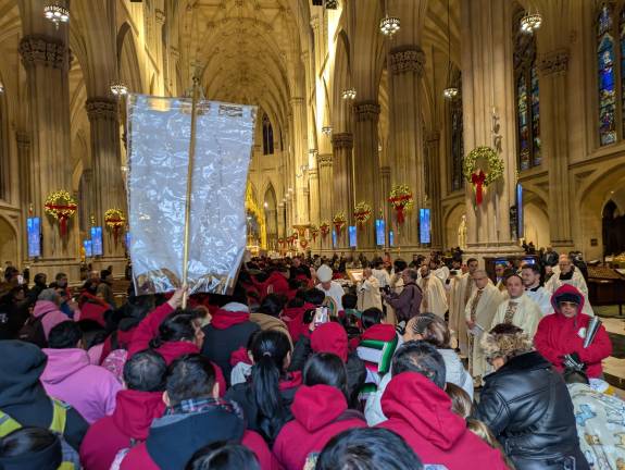 Entering St. Patrick’s for Feast of Our Lady of Guadalupe.