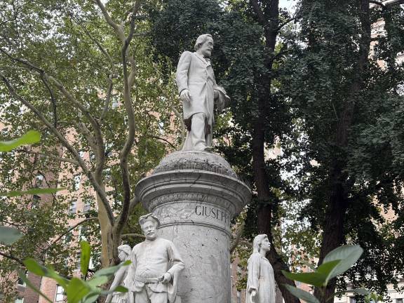 The statue of Giuseppe Verdi at Verdi Square on the Upper West Side