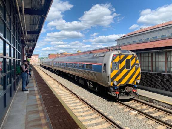 One of the pieces of equipment the 86 new Amtrak Airo train sets will replace is this zebra-striped control car used on a shuttle train from New Haven to Springfield. Similar cars run from NYC to Vermont and Harrisburg PA, each now 54 years old. Photo: Ralph Spielman