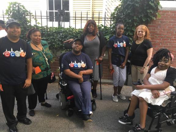 Attendees of the award ceremony with the CUNY Coalition for Students with Disabilities outside Gracie Mansion.