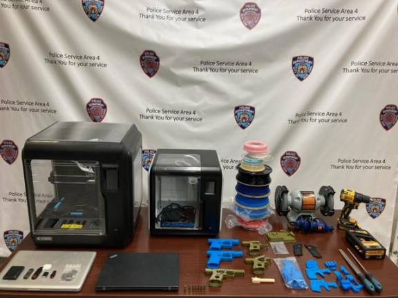 3D printers, gun parts, and other materials found in Cliffie Thompson’s East Village apartment.