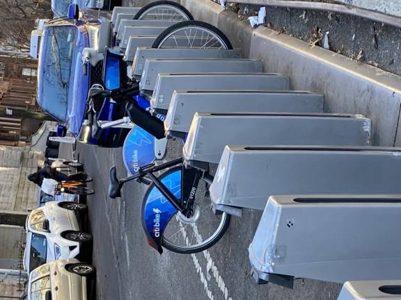 Citi bike racks have cut deeply into available parking spaces as the city encourages greater use of bikes as a means of transport to cut pollution.
