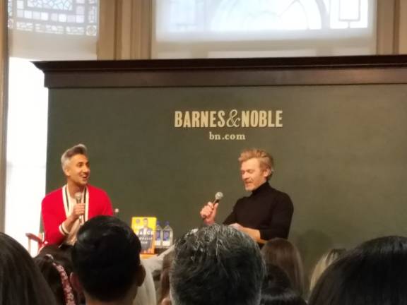 Tan France (left) and husband Rob France at the book talk. Photo: Oscar Kim Bauman