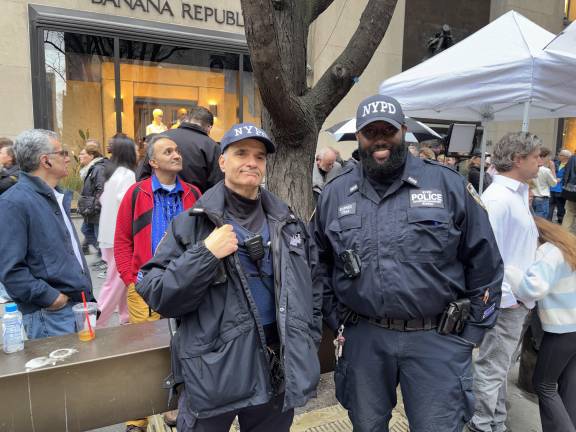 Sgt. Liuzzo and P.O. Barnes at the counterterrorism unit kept guard even at the Easter Parade. “An event like this, you never know. That’s why we’re here,” said Liuzzo.