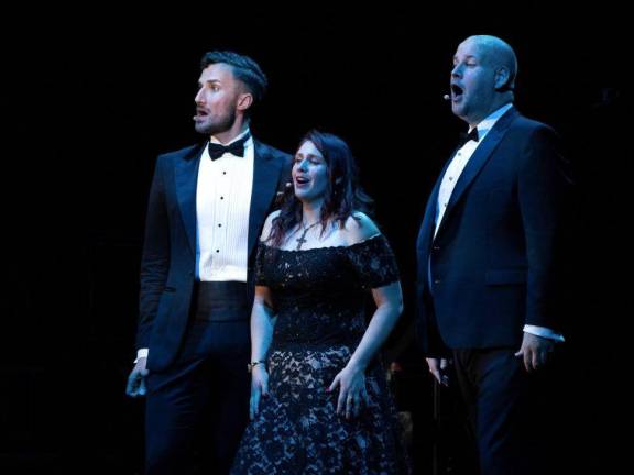 Hans Tashjian, Hannah Ludwig and Nicholas Simpson in Teatro Nuovo’s production of “Il Barbiere di Siviglia.” Photo: Steven Pisano