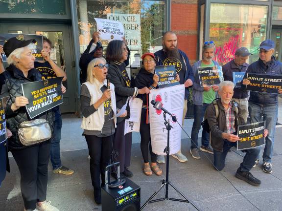 Families for Safe Streets descended on the office of City Council Member Gale Brewer on Oct. 10 to protest her decision to pull support for the so-called Daylighting bill.