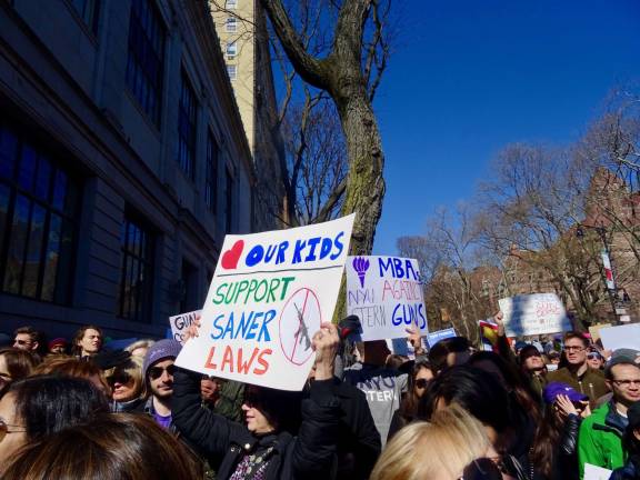 Some of the estimated 200,000 people who took part in a New York City rally calling for gun control Saturday. Photo: Clarrie Feinstein