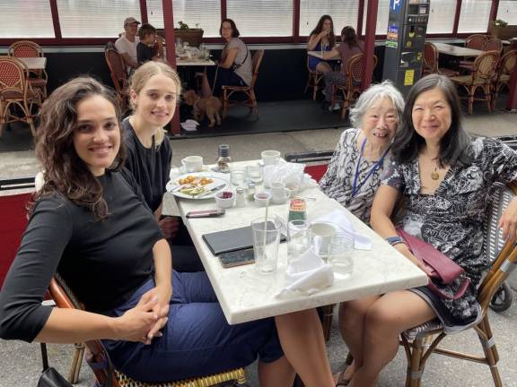 The author and her mother (right) with the two sisters (left) who volunteered as students at Columbia and still keep in touch. Photo courtesy of Audrey Wu