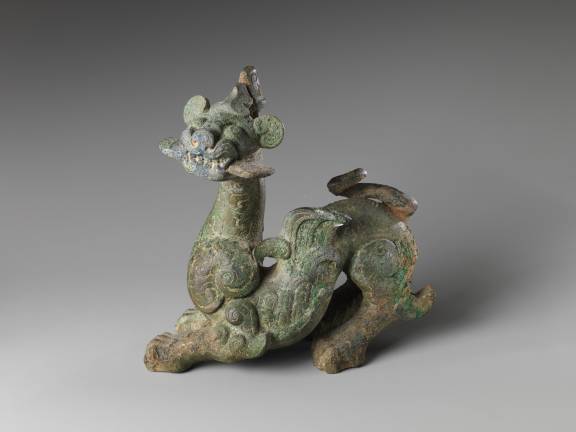 At the China Institute of America, Fantastic winged feline, Eastern Zhou dynasty (770–256 BCE), 4th–3rd century BCE, Bronze, Collection of The Metropolitan Museum of Art, Gift of Ernest Erickson Foundation