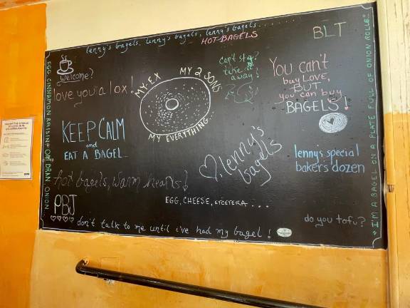 Sign inside Lenny’s Bagels, a popular UWS shop for 23 years. Photo: Carly Barovick