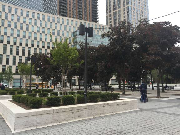 Dozens of new trees and plantings were planted last year in Damrosch Park, on West 62nd Street between Columbus and Amsterdam Avenues, one consequence of a 2014 legal settlement between residents and the city and Lincoln Center. Photo: Melody Chan