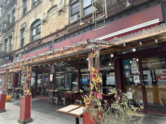 Outside of Gazala’s restaurant on a cold winter’s day.