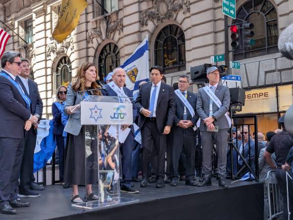 Israel Day Parade ceremony included words from Jewish City Council Speaker Julie Menin.