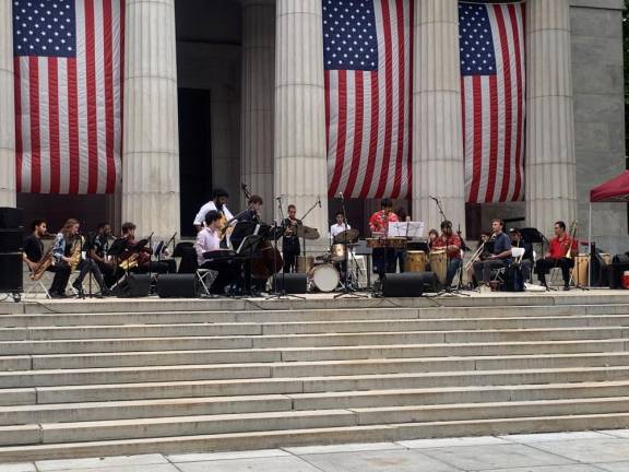 As part of the Pueblo Harlem: Afro Latin Jazz Alliance, The Fat Afro Latin Jazz Cats All Star Band demonstrate their love for the music. The group is made up of former high schoolers from all over NYC. Photo: Ralph Spielman