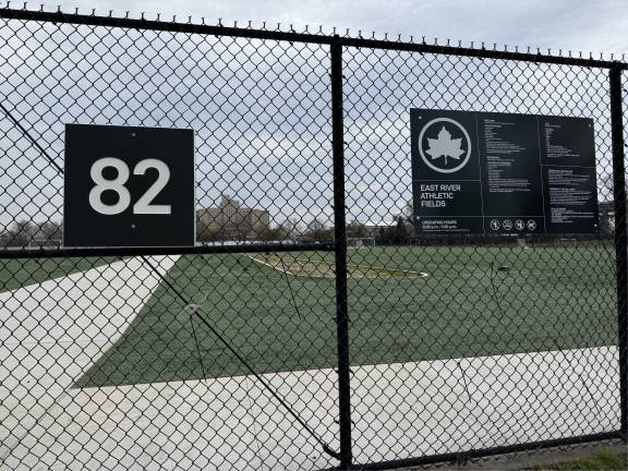 One of the four fields that were restored for kids athletic endeavors by the Parks Dept. after it was previously used as the site of tents to house asylum seekers during the migrant crisis.