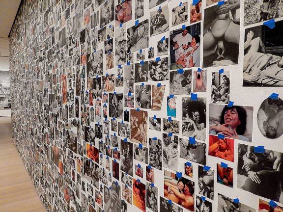 &quot;My Birth&quot; by Carmen Winant fills a wall with images of women giving birth that are both personal and universal, unique and unifying. Photo: Adel Gorgy