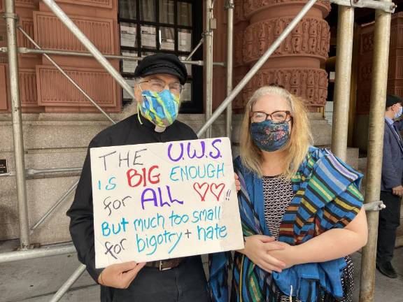 The Rev. K Karpen and Rabbi Lauren Grabelle Herrmann at the Lucerne press conference. Photo: Alexis Gelber