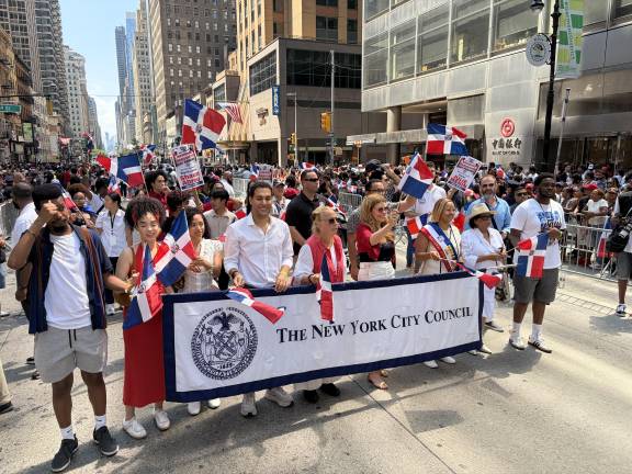 Domincan Day Parade dazzles mega multitudes in Midtown, here the City Council.