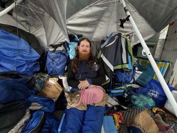 Ethan at his “home” the day before a city sweep.