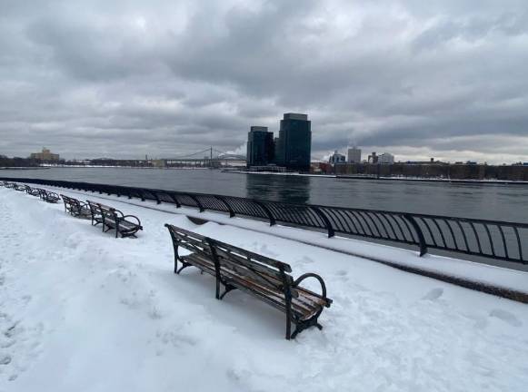 The morning after the storm on the UES side overlooking the East River.