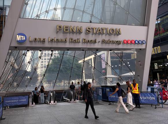Penn Station entrance on 33rd Street, aka Plaza33, adjacent Madison Square Garden.