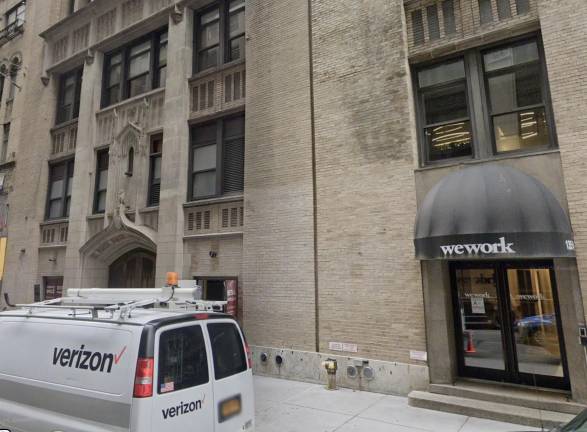 At left: entrance to Nebula nightclub, 135 W. 41st St., near the site of the fire attack of March 16, 2025.