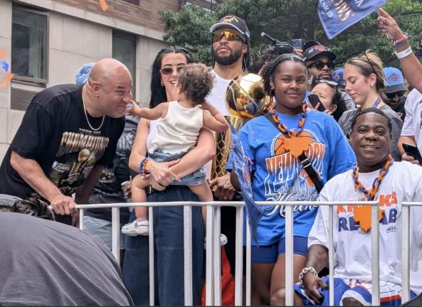 Brunson family at Tracy Morgan, seated at right, at the Knicks parade.