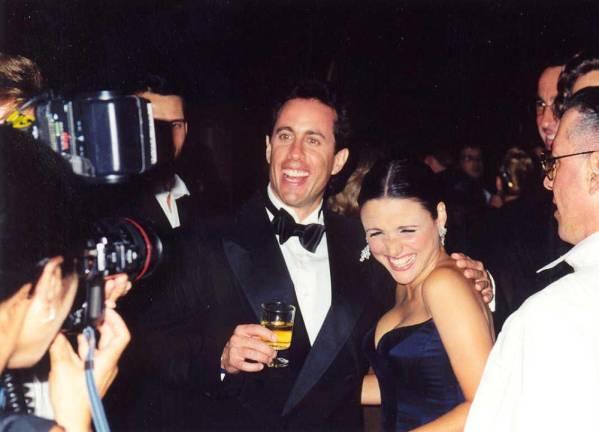 <b>Jerry Seinfeld and Julia Louis-Dreyfuss still funny at the Emmy Awards in 1997.</b> Photo: Alan Light Wikimeida Commons