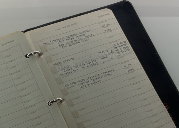 A close up on Monroe’s address book; she visibly wrote in Sinatra’s address by hand, while all other entries (including Sinatra’s name) were typed up by her secretary.