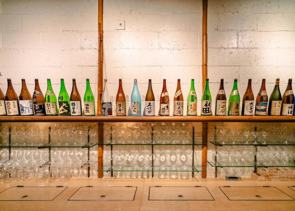 A wall of sake of Sakagura, where one might find District 4 Council Member Virginia Maloney