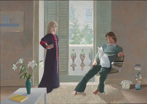 David Hockney, &quot;Mr. and Mrs. Clark and Percy.&quot; 1970-1971, acrylic on canvas. Tate, presented by the Friends of the Tate Gallery 1971. &#xa9; David Hockney, Photo: &#xa9;Tate, London 2017