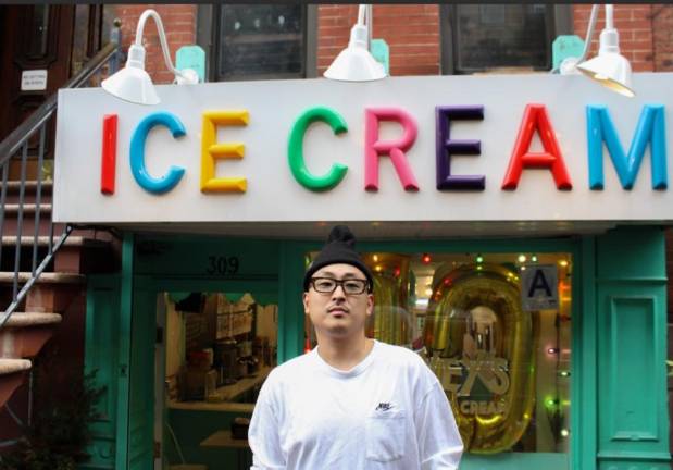 David Yoo outside his East Village shop as it celebrated its tenth anniversary. Photo: Vic Verbalaitis