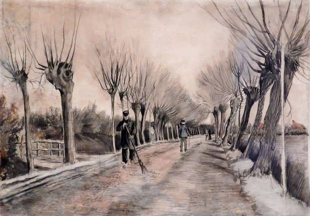 An early work by Vincent van Gogh, "Road in Etten," from 1881, is a highlight of the Met's "Leonardo to Matisse: Master Drawings from the Robert Lehman Collection." Photo: Adel Gorgy