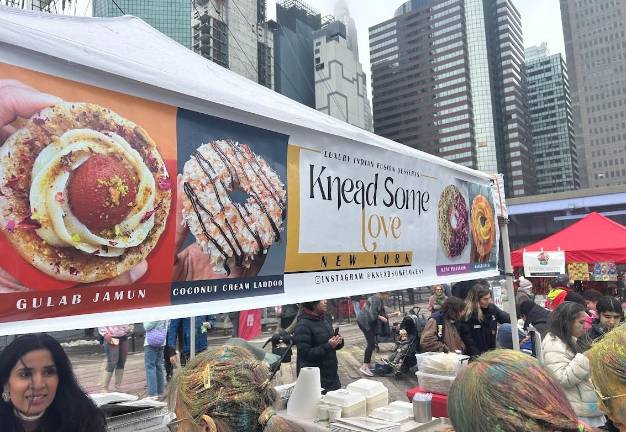 Food vendors helped defray some of the costs of the free Holi Festival which just held its sixth annual celebration at the South Street Seaport.