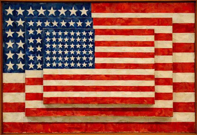 Jasper Johns, &#x201c;Three Flags,&#x201d; 1958, from the chapter &#x201c;In a Euphoric Dream.&#x201d; Photo: Adel Gorgy