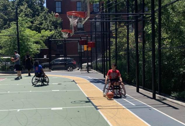 The basketball court at Bloomingdale Inclusive Park and Playground. Photo: Naomi Yaeger